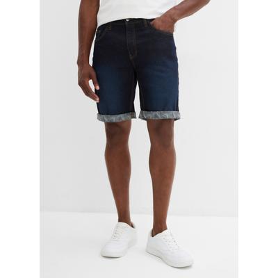 Bermudas BONPRIX, Herren, Gr. 56, N-Gr, blau (dunkelblau denim), Obermaterial: 98% Baumwolle, 2% Elasthan, regular fit, Hosen Bermudas, aus Baumwolle und Elasthan, mit Stretch-Material, reguläre Passform