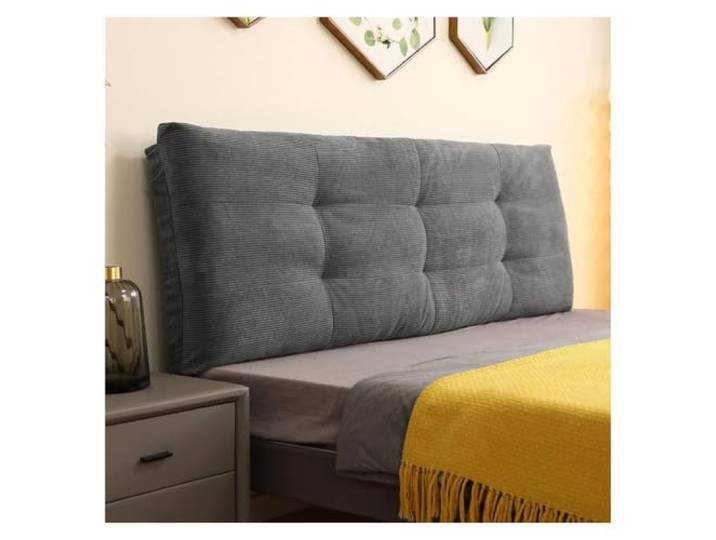 ABZDUNG Gepolsterter Bettrückenkissen-/Kopfteilbezug Einzel-Doppel-Kopfteil, wandmontiertes Lesekissen, weicher Cord-Kopfteilbezug(K,No headboard - 180x60x10cm)