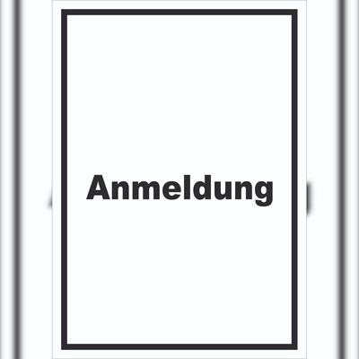 HB-Druck Anmeldung Schild mit Text Aufnahme hochkant A0 (841x1189mm)
