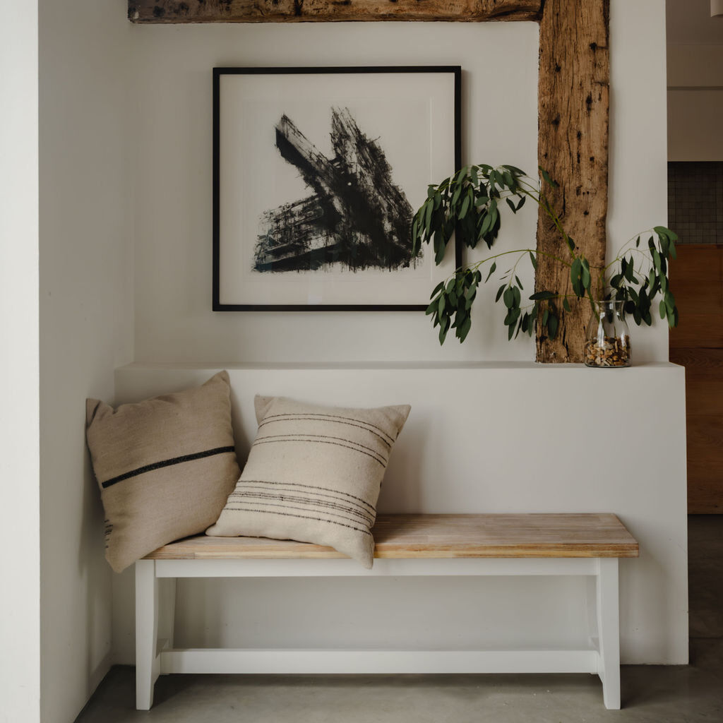 Fernleaf Doria Upholstered Bench White H44.8 x W140 x D32cm