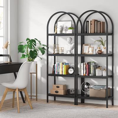 Yuzhou "4-Tier Open Bookshelf, 70.8"" Industrial Wood Bookcase Storage Shelves"