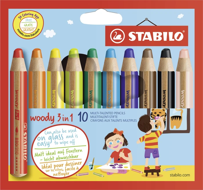 Stabilo Woody Buntstifte 3in1 - 10 Farben