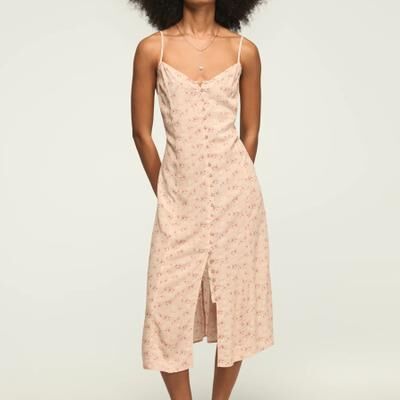 Lucky Brand Festival Printed Simone Slip Dress - Women's Clothing Dresses in Peach Floral, Size M
