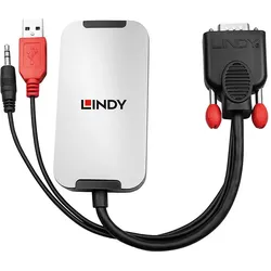 Lindy VGA to Converter (0.19 m), Videokabel, Schwarz, Silber