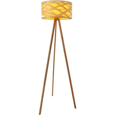 NÄVE Stehlampe "Finja", braun (natur), 1, Ø 40cm H: 148cm, 1 Stk., Leuchten, Dreibein, Schirm rund, Holzoptik mehrschichtig durchbrochen, Stehlampe