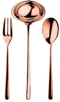 Mepra 3-piece Stainless Steel w/PVD Titanium Coating Linea Bronzo Serving Set (Fork, Spoon, and Ladle)