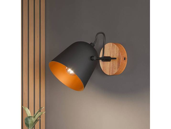 Lindby Adalin Wandleuchte, schwarz Lindby, dimmbar, Holz dunkel, für Wohn- / Esszimmer, Holz, Modern, Strahler