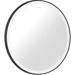 Hansgrohe Xarita Lite S Spiegel mit runder LED-Beleuchtung, mattschwarz, Maße 700 x 700 x 30 mm