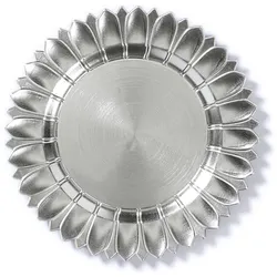 Dekoteller 33cm Kunststoff mit Strahlenkranz - Silber metallic