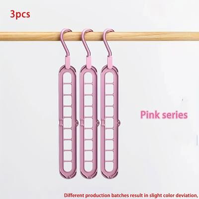 Discount Dollar Deals Space Saving Foldable Hangers Heavy Duty Clothes Organizer For Closet Wardrobe pink