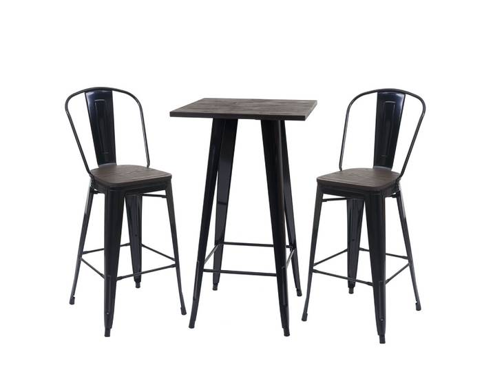 STEHTISCH-SET METALL rechteck Schwarz 3er-Set