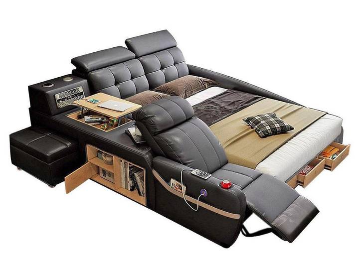 JVmoebel Multimediabett Multifunktionales Polsterbett mit Massagefunktion in Deluxe-Design (1-tlg), Made in Europa