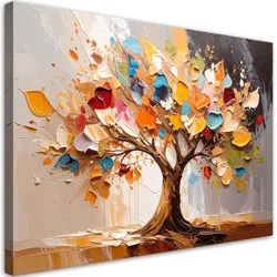 LEINWANDBILD 3D Bunter Baum des Lebens Farbe 60x40cm