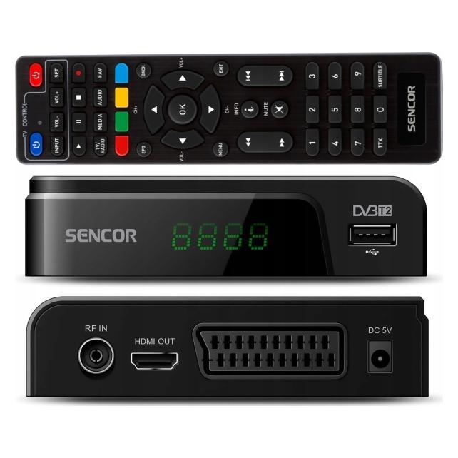 Sencor SDB 524T DVB-T Receiver / H.265 / HEVC / 10W (DVB-T) (8590669366422)