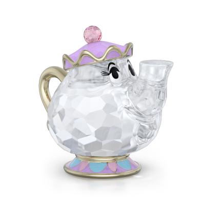 Dekofigur SWAROVSKI "Kristallfigur BEAUTY AND THE BEAST MRS. POTTS MADAME POTTINE", transparent (kristallweiß, goldfarben, lila, pink, blau, weiß, schwarz), Dekofiguren, B/H/T: 3cm, Metall, Swarovski Kristall, Swarovski Kristall mit Emaille, H:3cm