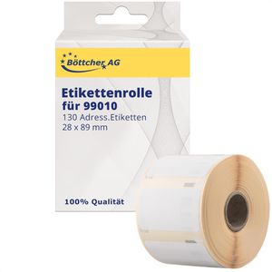 Böttcher-AG Dymo-Etiketten für Dymo 99010, weiß, 28 x 89mm, 130 Adress-Etiketten, 1 Rolle