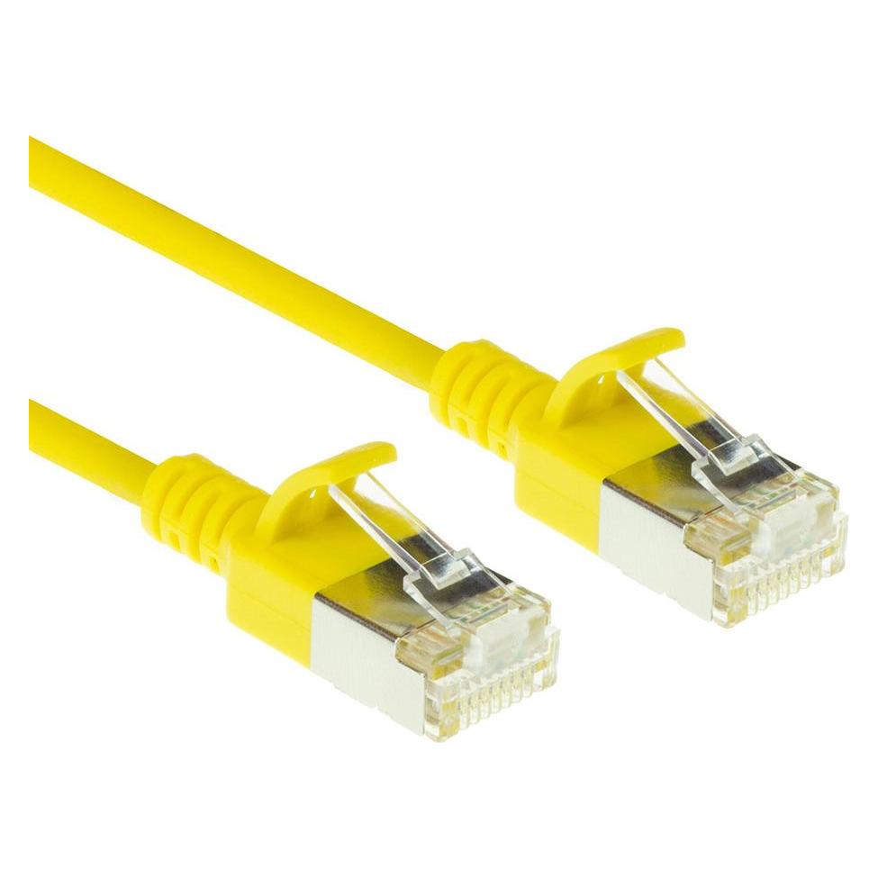ACT Yellow 1 meter LSZH U/FTP CAT6A datacenter slimline patch cable snagless with RJ45 connectors (U/FTP, CAT6a, 1 m) (DC7801)