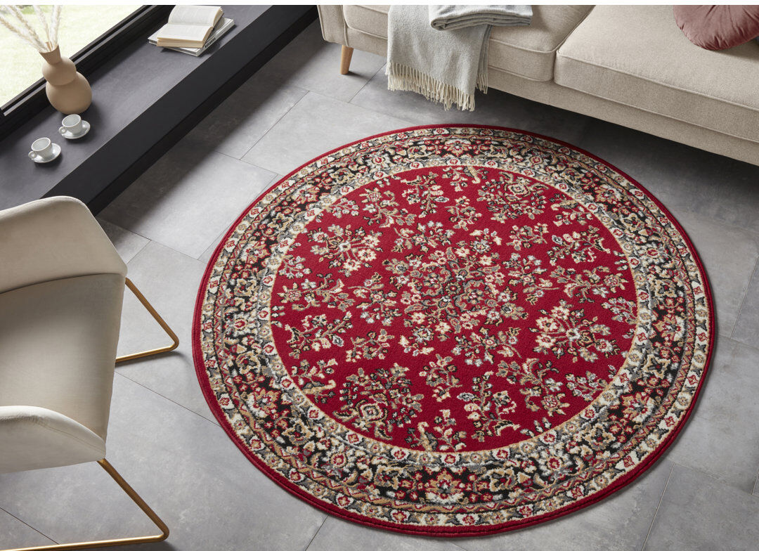 Astoria Grand Zabul - Oriental Rug, Oriental, Living Room, Bedroom, Dining Room, Hallway - Red Beige Pink Beige;Red Round 140cm