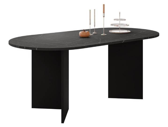 MIRJAN24 Tisch Gelizo 22 mm, Esszimmer Tisch (Farbe: Schwarz / Marmor Schwarz)