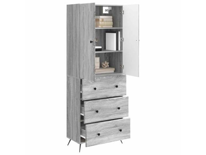 KTHLBRH 2-teiliges Schrank-Set Sonoma, grau, 66 x 34,5 x 90 cm Technisches Holz, Schiebetüren, 3 Schubladen, 2 Einlegeböden, platzsparendes Design