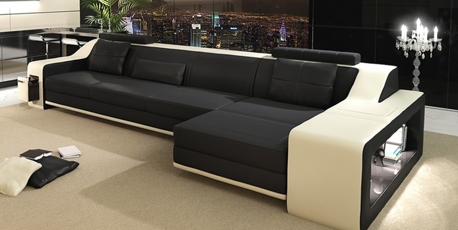 Design Ecksofa Sofa Couch Polster Sitz Eck Garnitur Sofas Leder Themar SB