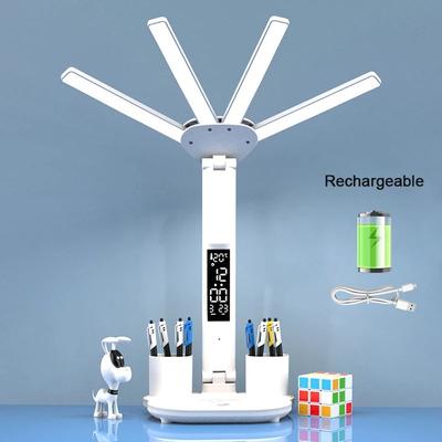 Uplift Treasures Rechargeable LED Desk Lamp With Fan And Clock Display clock Charging