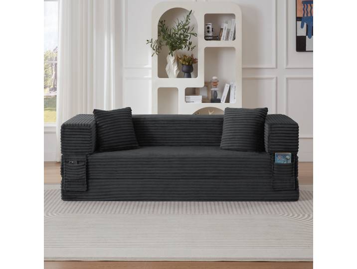 Canapé moderne en tissu, au look tendance, design unique à deux couches, convertible en lit, idéal pour les appartements et les grands espaces.