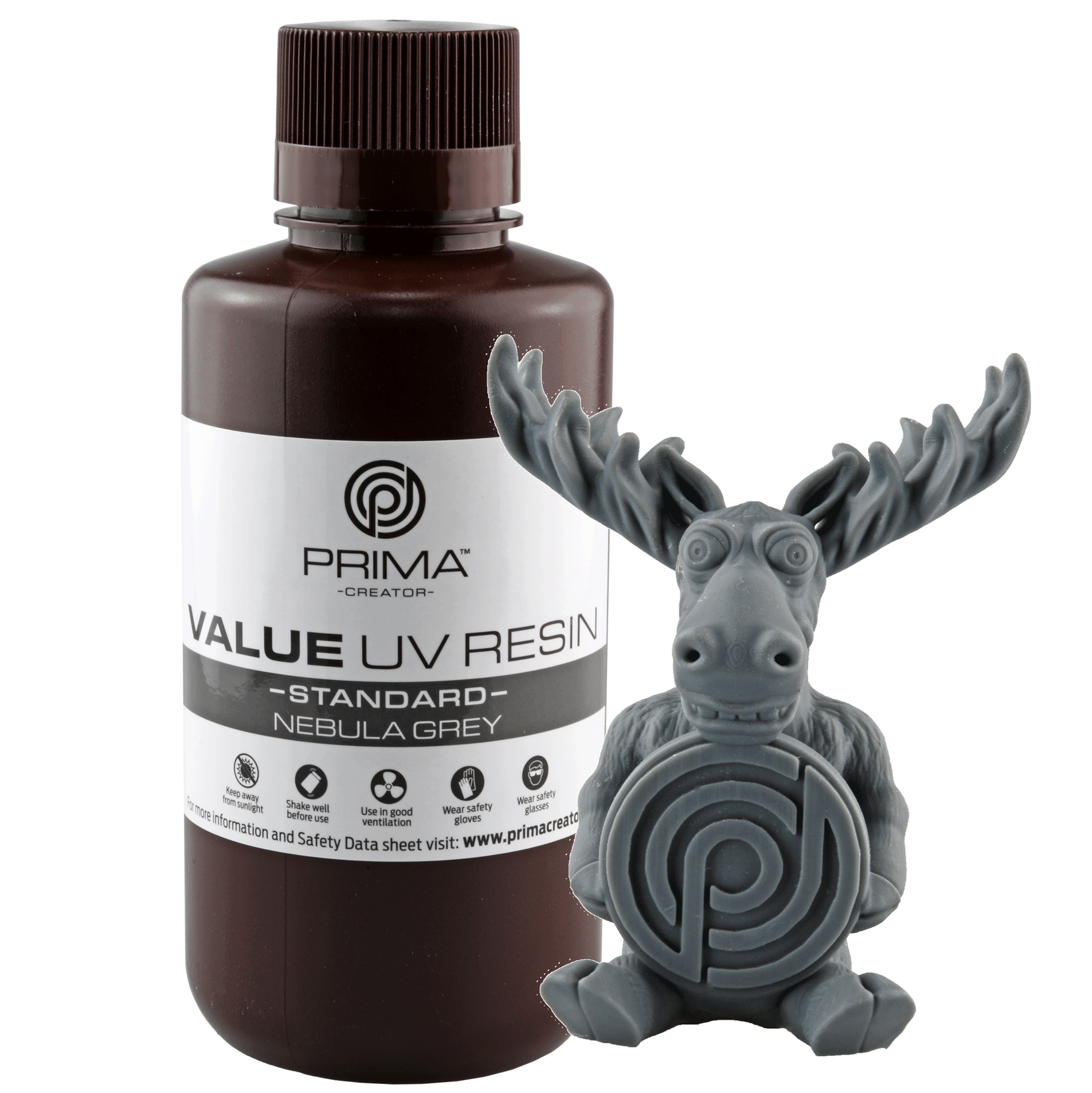 PrimaCreator Value UV / DLP Resin - 500 g - Nebula Grey PV-RESIN-B405-0500-NG