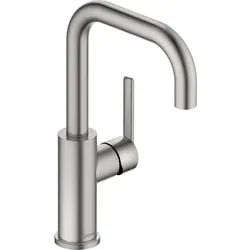 Duravit Balcoon Waschtischarmatur BA1100002070 FreshStart und MinusFlow, ohne Zugstange Ablaufgarnitur, Edelstahl gebürstet