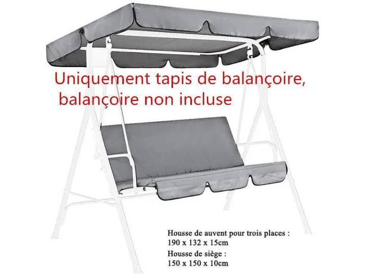 Balancelle de Jardin - HUIXI - Gris - Impermable - Housses incluses - 2 places Gris Gris BALANCELLE