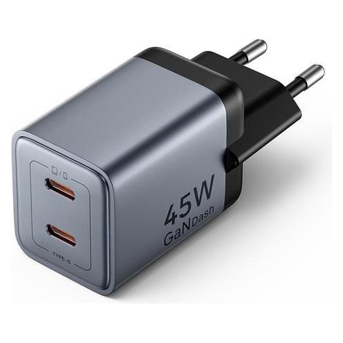 Vention Ładowarka GaN 2x USB-C (45W/45W) (45 W, 2 Ports) (FCDH0-EU)