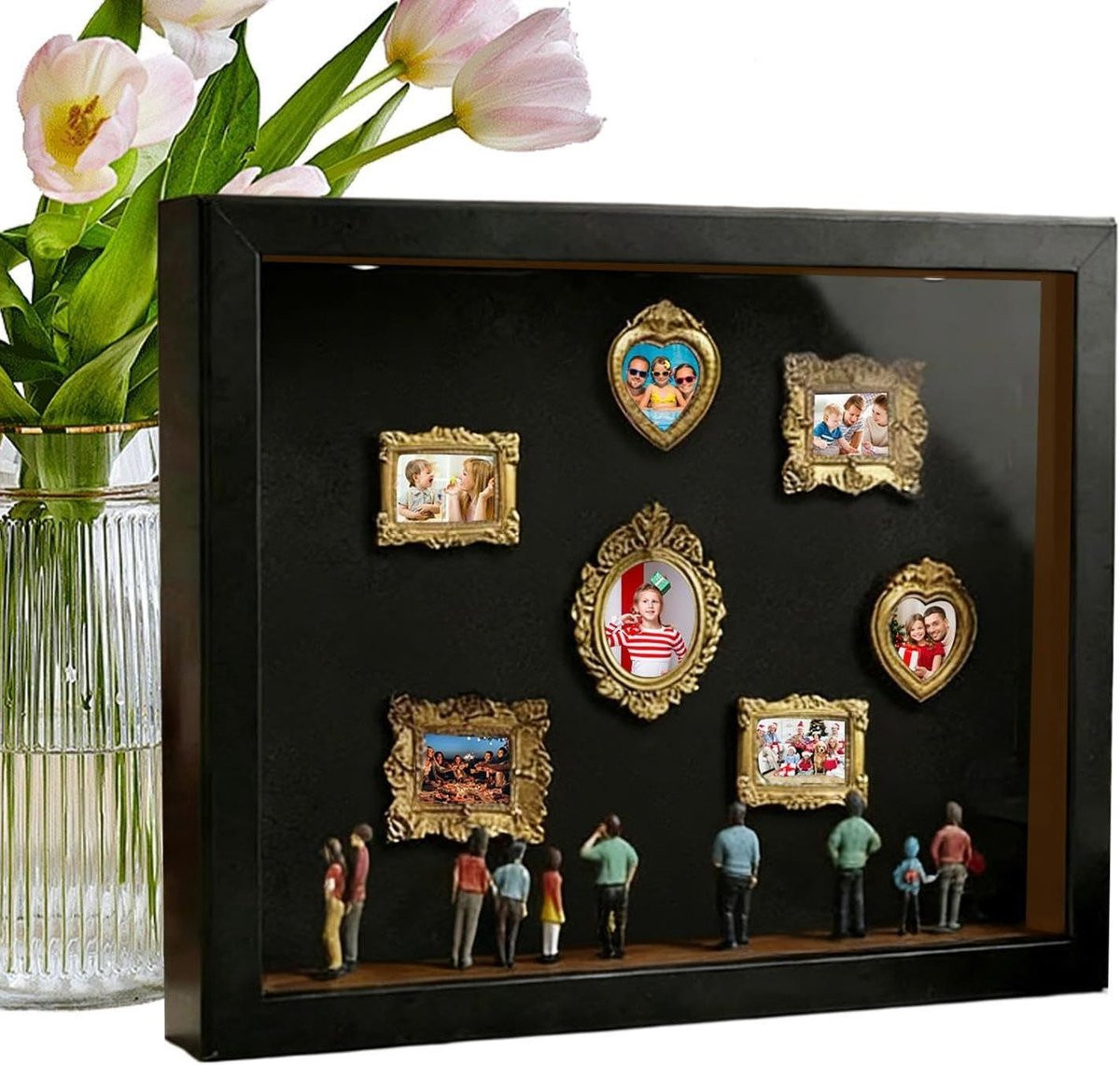 Mini Museum Fotolijst Zwart - Doe-het-zelf Vitrine met Verlichting - 33 x 23 cm