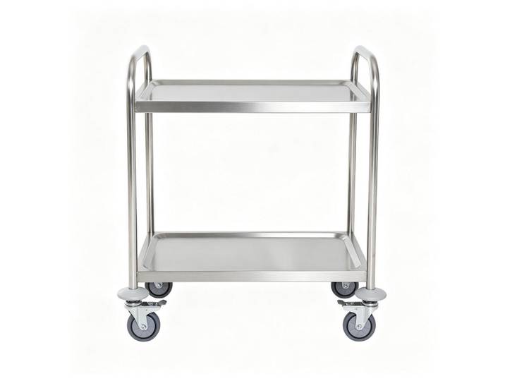 ComfortXL Servierwagen De-41505 80/45/82 cm, 2 Ablageflächen und Rollen Grau, Silberfarben, Metall, 80x82x45 cm, Esszimmer, Servierwagen