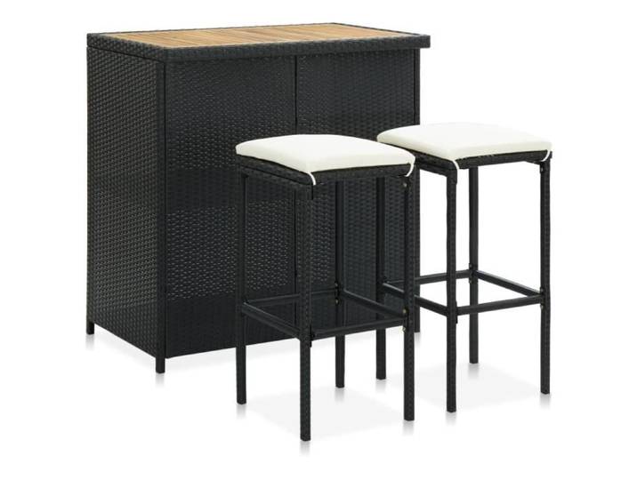 Ensemble de bar 3 pcs Résine tressée Noir