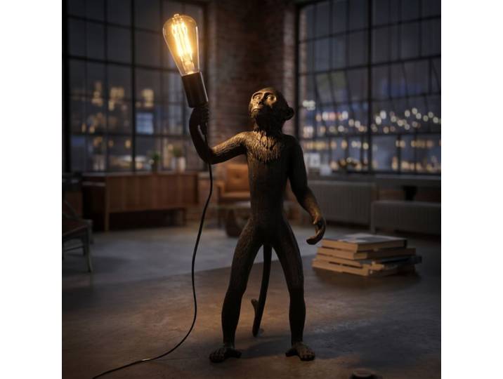 Lampe de table en résine noire, ø 26 x 34 x 57 cm
