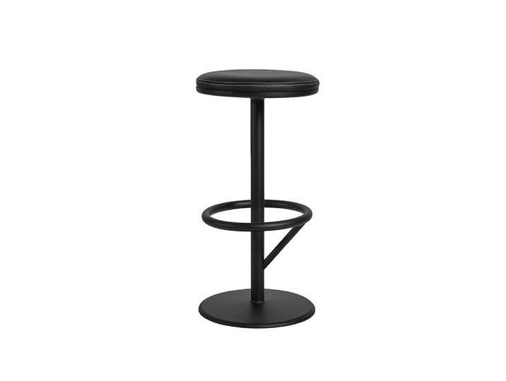 SMD Design Tabouret de bar Orbit bas noir mat, cuir noir