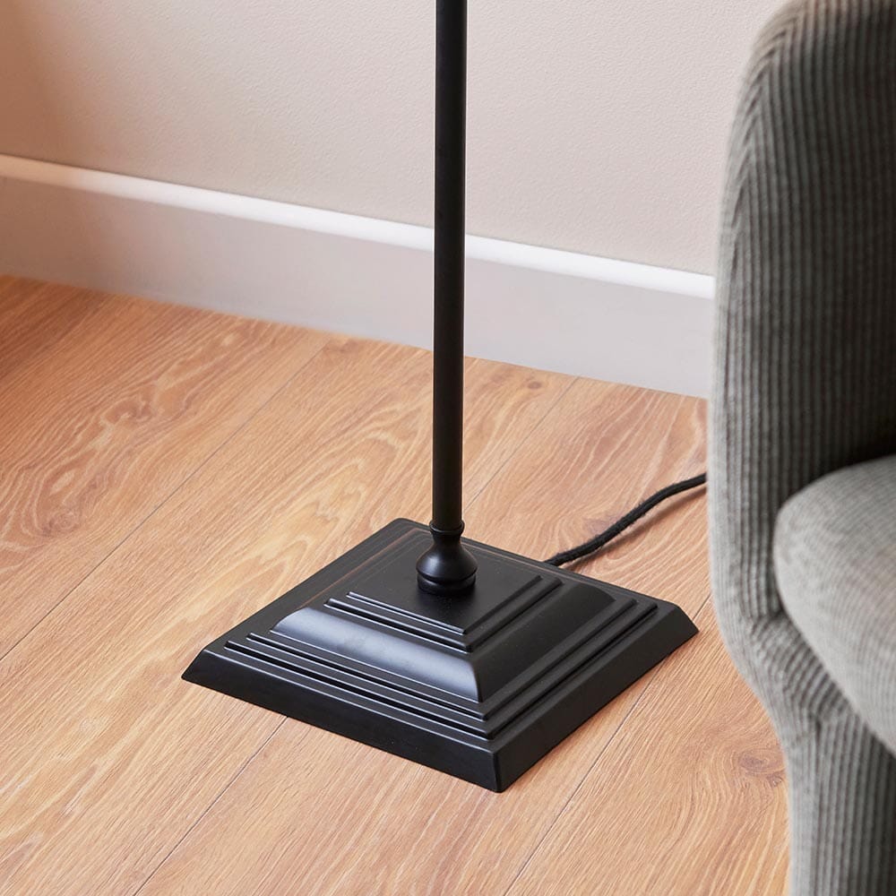 Francesca Matt Black Floor Lamp with Linen Shade