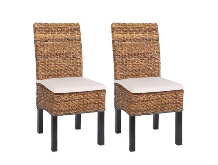 CHEFGASTRO 2er-Set Esszimmerstuhl Korbstuhl Stuhl Malibu Bananengeflecht HxBxT 96x46x41cm Sitzhöhe 46cm dunkel mit Kissen