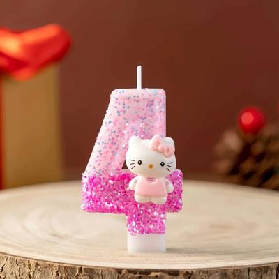 Uplift Treasures Cute Cartoon Cat Number Birthday Candle For Cake Decoration 4