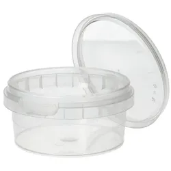 Starpak 38 Feinkostbecher, PP rund 180 ml Ø 9,5 cm · 4,5 cm transparent mit Originalitätsverschluss (88721, 38 Stück)