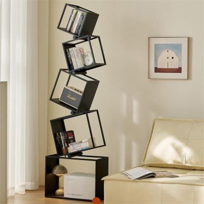 No "5-Tier Unique Bookcase Tall Black Bookshelf - 9.84""D x 21.65""W x 72.83""H"