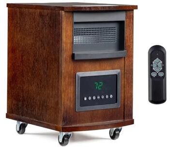 1500-Watt Infrared Quartz Wood Cabinet Electric Space Heater with Remote Control