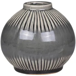 Chic Antique Vase mit gestreiftem Muster, H12/Ø13 cm, opal