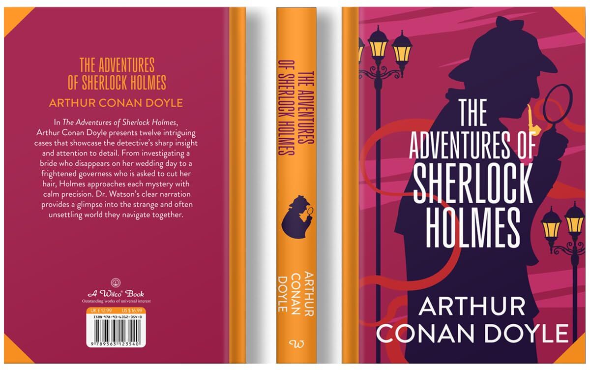 Wilco International The Adventures of Sherlock Holmes by Arthur Conan Doyle - Sprayed Edge Deluxe Hardback - 12 Classic Mystery Stories - Wilco Classics Edition