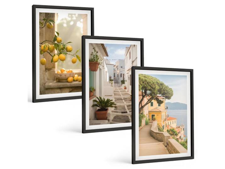 Tulup Bilder SET 3er Set - 40x60 cm Schwarzer Rahmen - Blick aus dem Fenster auf einen Zitrusbaum, Kunststoff, Rechteckig, 40x60 cm, gerahmt, Bilder & Rahmen, Bilder
