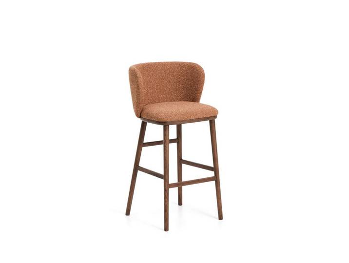Natur24 Esszimmerstuhl 2er Set Hocker Ciselia in dicker, brauner Chenille