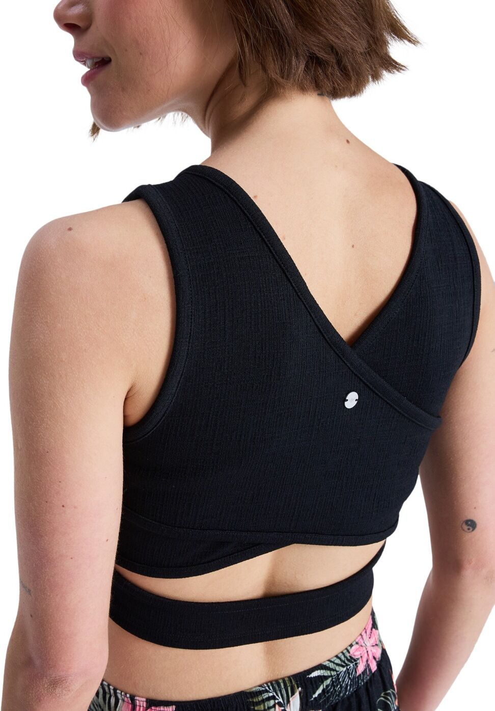 Crop-Top ROXY "Good Keepsake", Damen, Gr. M, grau (anthrazit), Obermaterial:97% Polyester, 3% Elasthan., Tops Crop-Top