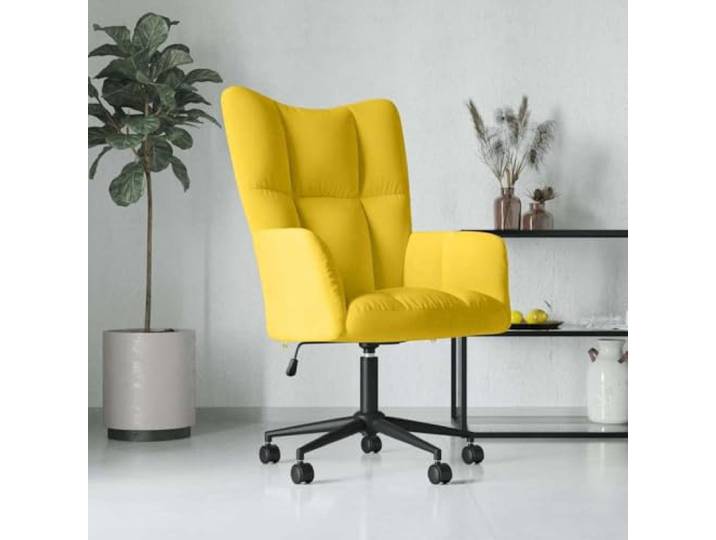 NLQMSU Relaxsessel, Senfgelb, Velours, mit Höhenverstellung Schaumstoff gepolstert, stabiler Stahlrahmen, flexible Rollen, Kreuzfüße, 110 kg, modernes Design, einfache Wartung