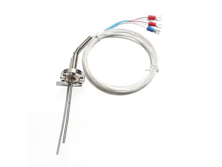 Vakuumkompatibler gepanzerter Temperatursensor vom Typ PT100/K, 16/25/40/50 mm, Flanschmontage for KF/CF-Blindplatten, 3 * 100-mm-Sonde(PT100 CF with hole,50mm)