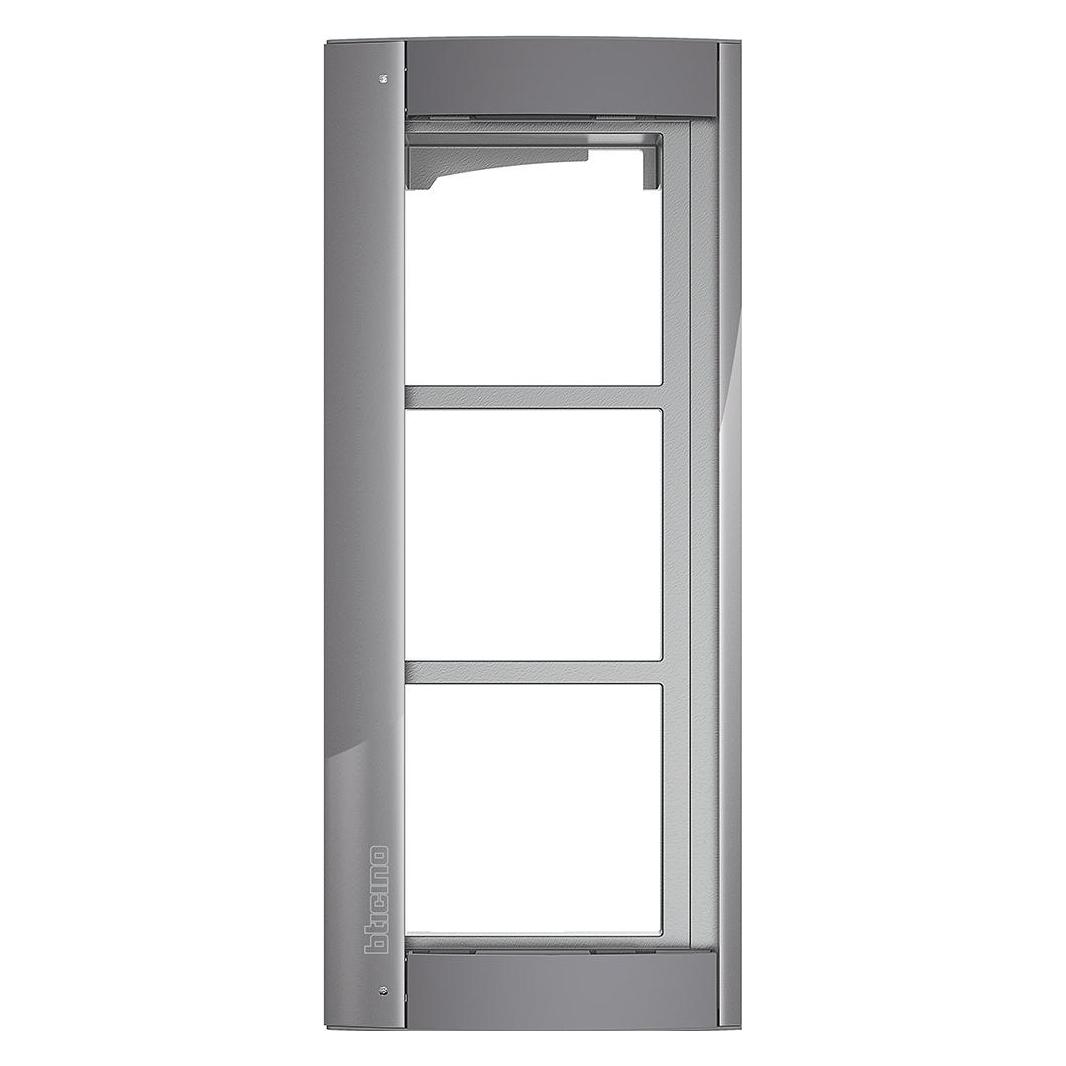 Bticino Abdeckrahmen + Modulträger 3 Module, Türstation SFERA Aluminium (350233)